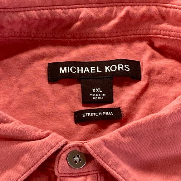 Michael Kors Polo Shirt Mens Adult XXL Pink Stretch Pima Golf Golfer Rugby - Picture 2 of 9